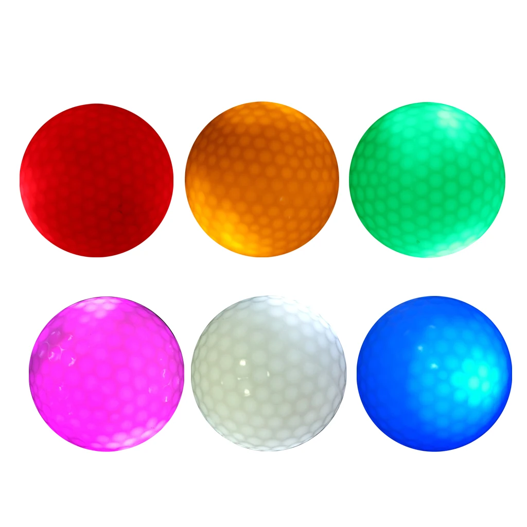 6 Pieces Glow In Dark LED Light Up Golf Ball Official Size Tournament Ball Multi Color Training Golf Practice Balls Gifts