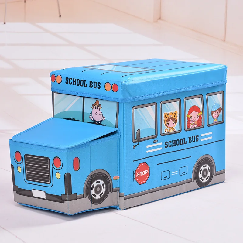 Cartoon Car shaped Storage Stool Children Clothes Toy Boxes Storage Container Foot Stool Kids Living Room Decorative Furniture