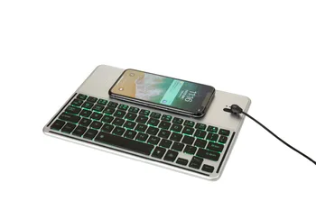 

Russian/Spanish/Hebrew 7 Backlit QI Wireless Phone Charger Bluetooth Keyboard with Touch Panel For iOS Android Windows Tablet