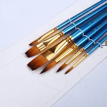 6 шт./компл. цвет с перламутровым эффектом синий комплект нейлоновых кистей Кисти Illustrator принадлежности для рисования горячая распродажа 17,5-20,2 см