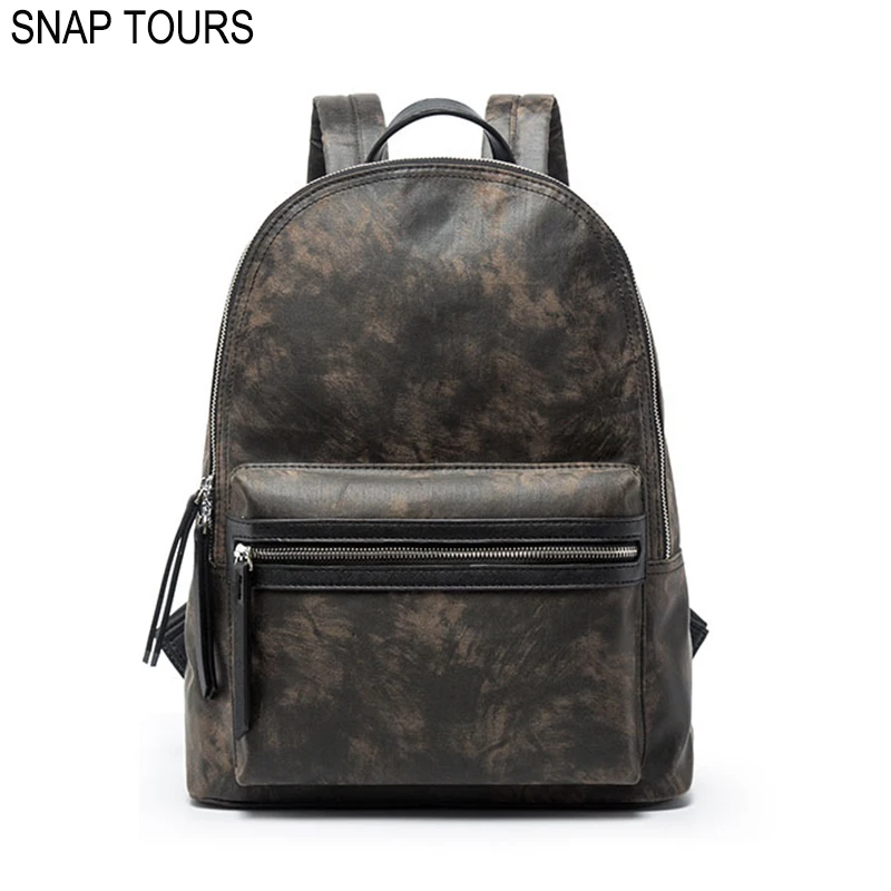 

SNAP TOURS 2018 Laptop Waterproof A Leather Backpack Men Korean Fashion Notebook Backpack For Teens Male School Bags Mochila