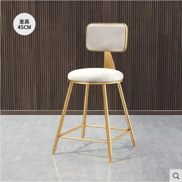 Луи Мода скандинавский минималистичный Золотой барный стул спинка высокий табурет Передняя столовая досуг - Цвет: C3