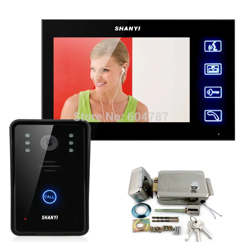 

7 Inch Monitor Touch Video Door Phone Intercom Doorbell Home Security IR Camera Electronic Lock Keyfobs