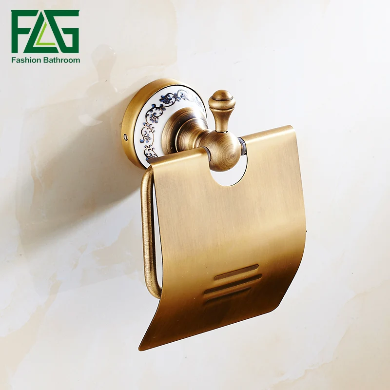

FLG Antique Bronze Toilet Paper Holder Brushed Ceramic Base Tissue Box Roll Holder Space Aluminum Bathroom Accessories