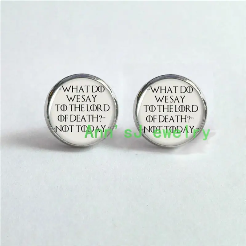 

ES-00110 1pair Game of Thrones eardrops Lord of Death, not today Book stud earrings Studs jewelry glass Cabochon Earrings Post