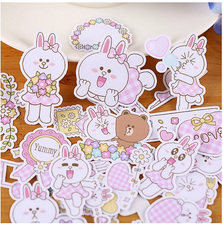

32pcs Creative Cute Self-made cute rabbit sticker scrapbooking stickers /decorative sticker /DIY craft photo albums