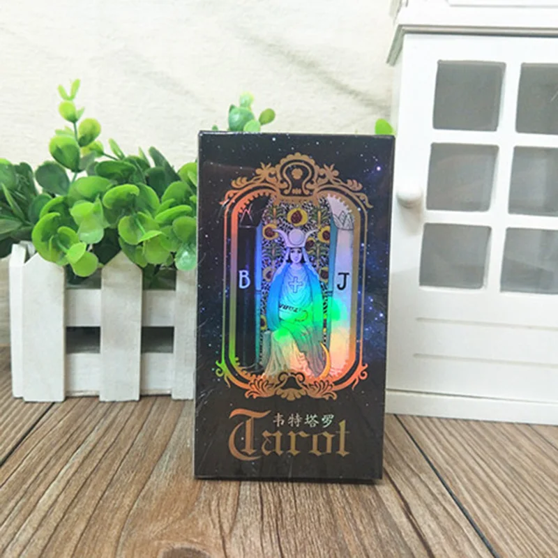 

78 PCS/Set Holographic Tarot Board Game Shine Waite Tarot Cards Game Chinese/English Edition Tarot Board Game123