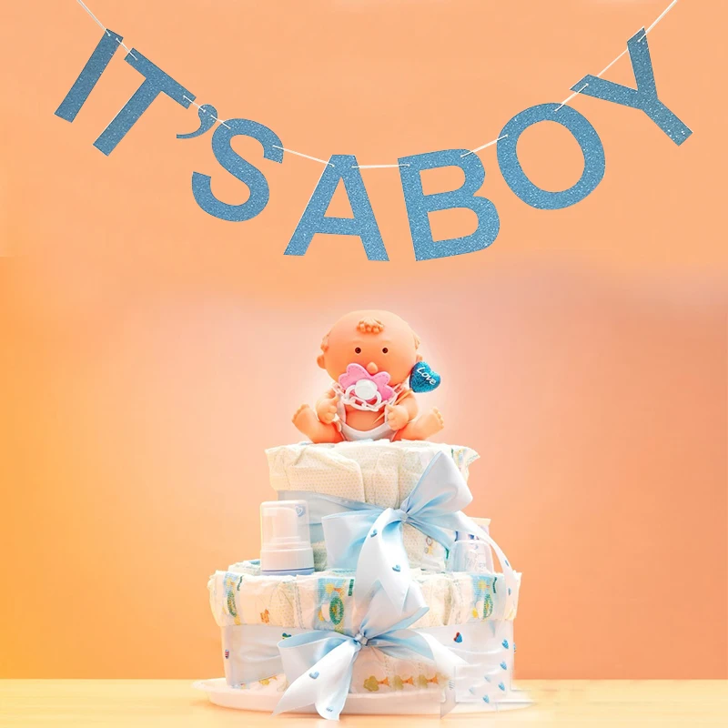 Chicinlife Its A Boy/Girl Banner Cake Topper Balloon Photo Booth Props Baby Shower Gender Reveal Birthday Party Decor Supplies