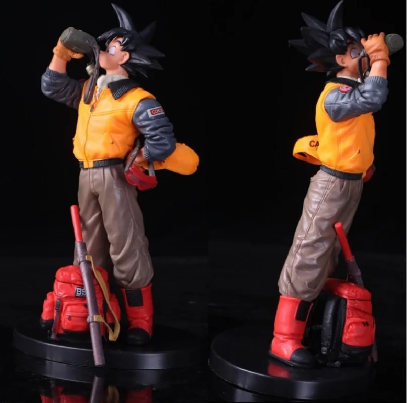 20cm Anime Dragon Ball Z Action Figure Son Goku Drinking Water Dress Man Clothes Scene PVC