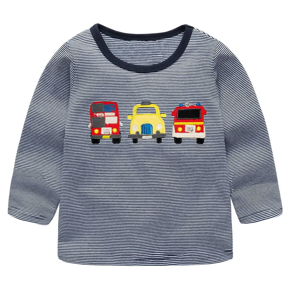 Littlemandy Fire engine Long Sleeve Tops Clothes 2019 Brand Engineering