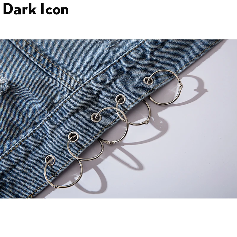 Dark Icon Ripped Siderophere Jeans Jacket Men Turn-down Collar Denim Men's Jackets Hip Hop Jackets