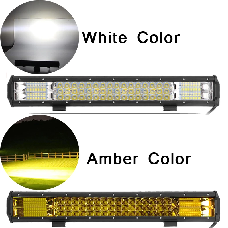 Янтарный Белый 1" 216 Вт 17" 252 Вт 2" дюймовый 288 Вт 23" 324 Вт 2" дюймов 360 Вт комбо Offroad светодиодный светильник бар для JEEP 12v 24v автомобилей 4X4