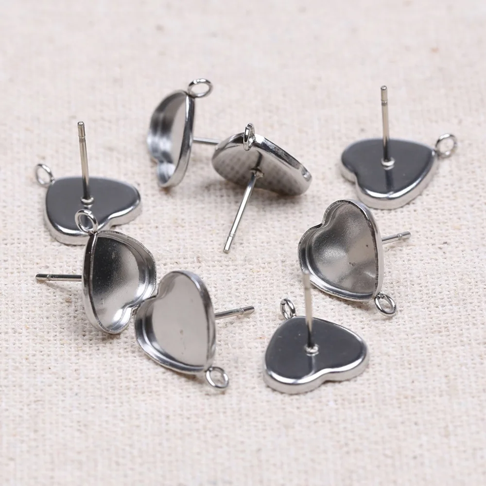 reidgaller 20pcs fit 10mm heart cabochon earring base blanks diy