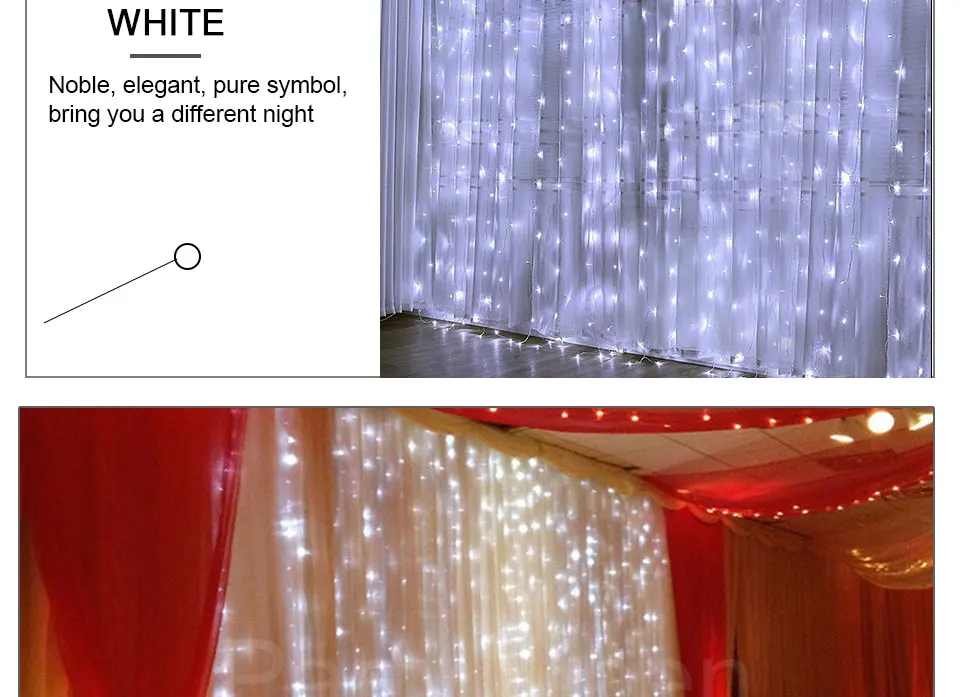 3x3 м RGB светодиодный занавес гирлянды 300 светодиодный s IP44 медная нить Волшебные лампочки в виде сосулек Свадебные огни Рождество домашний декор