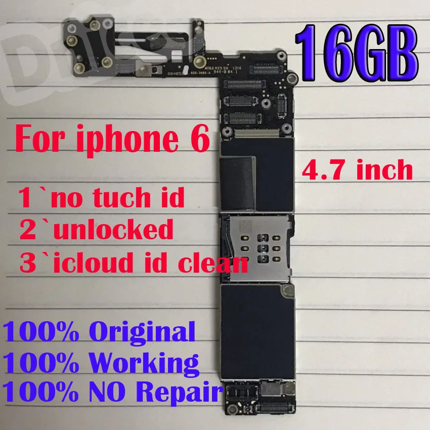 

16gb for iphone 6 4.7inch Motherboard with full unlocked,100% Original for iphone 6 Logic boards without Touch ID