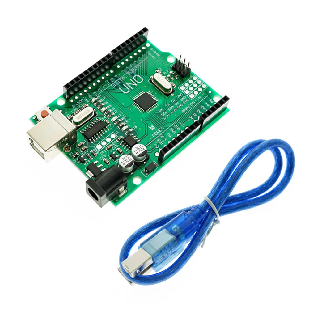 Улучшенная версия Green Development Board с usb кабелем ATmega328P CH340G UNO R3|Программируемые