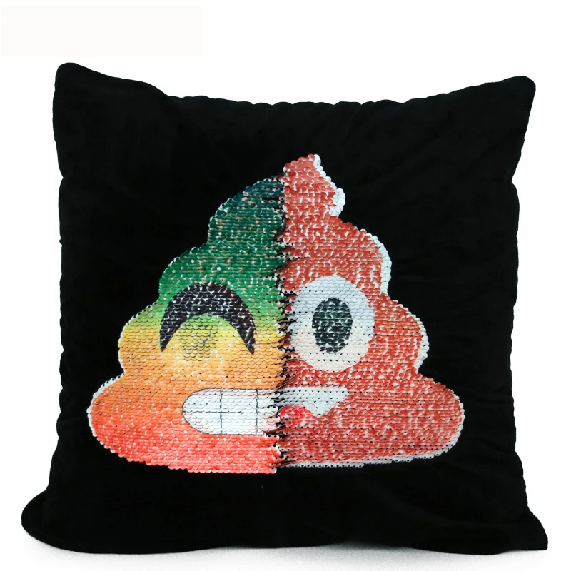 

Reversible Sequin Mermaid Pillow Case Changing Face Emoji Cushion Cover Pillow Cases Decorative Pillowcase Party DIY Decorations