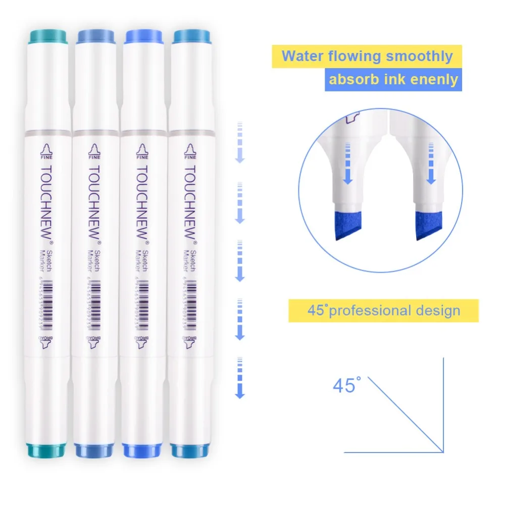Marcadores de Arte Artista para Desenhar Profissão Touchnew Marcador Conjunto - 40 60 80 168 Duplo Cabeça Manga Caligrafia Escova Caneta 30 11 30 40 60 80 168 conjunto duplo
