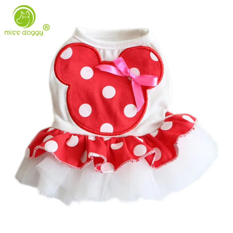 Spring Summer Sweet Princess Style Lovely Dog Dress Pet Vest Dot Cotton Soft Breathable Puppy Cat Skirt (XS-XL) 910A | Дом и сад