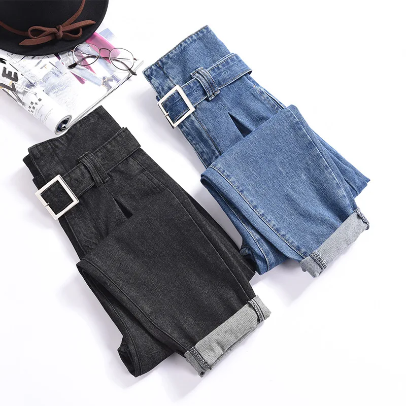 Jornmona/винтажные джинсы с высокой талией для женщин,, обтягивающие черные синие джинсы для мам, Женские джинсовые штаны, модные женские брюки с поясом