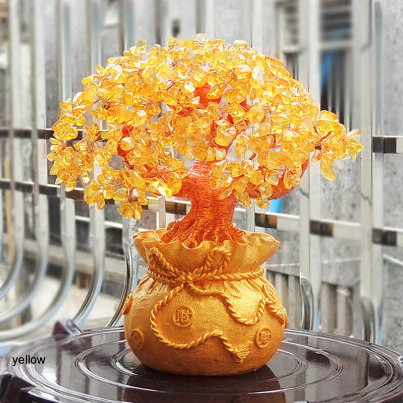 

Decor Crafts Birthday Gift Home Wine Cabinet Lucky Ornaments Feng Shui Wealth Luck Bonsai Style Mini Crystal Money Tree Figurine
