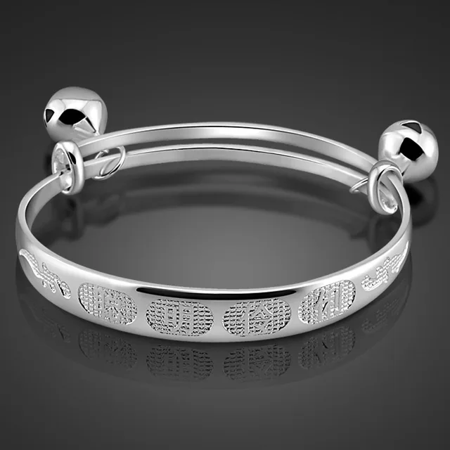 Chinese style children's 925 sterling silver bracelet bells bracelet