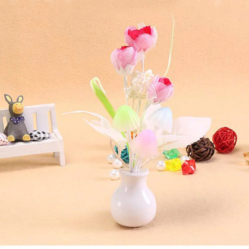 EU Plug Mushroom Rose Light Sensor Home Bedroom Decor Colorful Nightlights 220V Luminaria LED Night Light Lamp 2