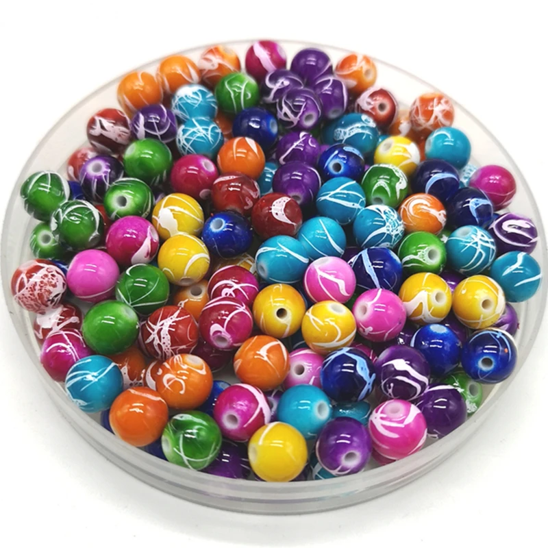 Acrylic Beads 6mm-20mm Round Shape Beads Jewelry Making Multicolor Loose Bead DIY Accessory #YKL28-35