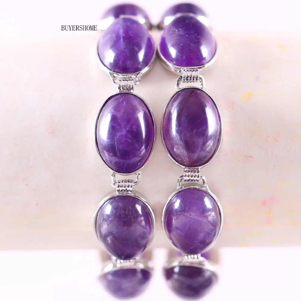 

Free Shipping Handmade Jewelry For Women 15x20MM Beads Natural Purple Crystal Bracelete 7.5-9" 1Pcs H876