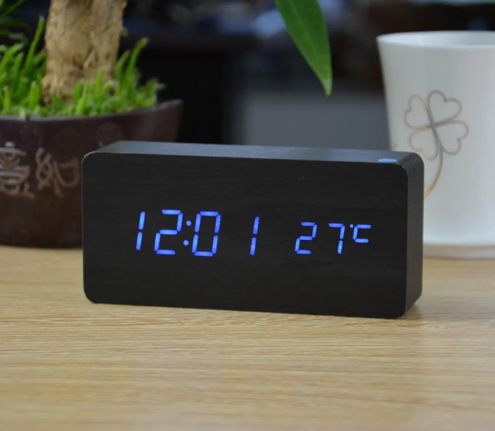 Настольные часы led Wooden Clock электронные