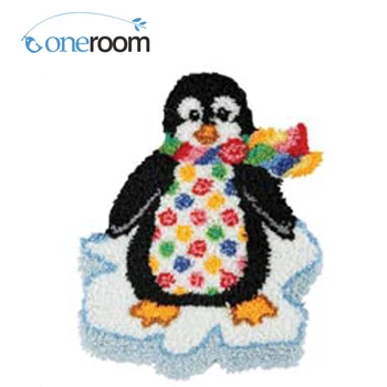 

ZD375 Penguin Hook Rug Kit DIY Unfinished Crocheting Yarn Mat Latch Hook Rug Kit Floor