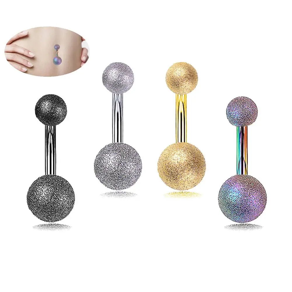 Sexy Stainless Steel Women's Dual Ball Barbell Navel Ring Body Piercing Jewelry