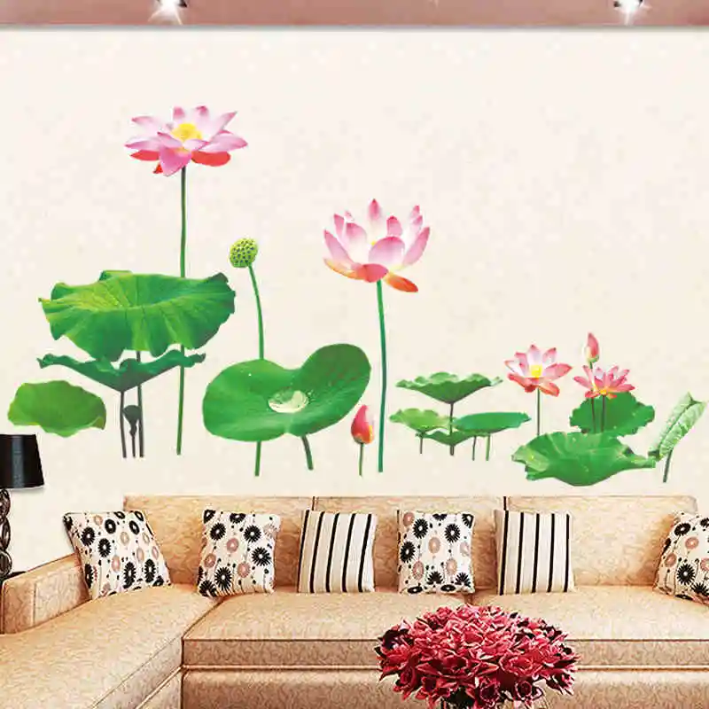 

DIY Large Lotus Flower Decorative Living Room Sofa Backdrop Wall Sticker Decal Stickers Vinyl Art Home Decor Mural Wallpaper