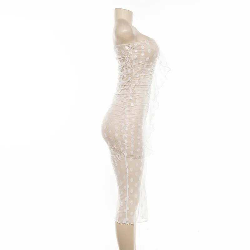 mesh dot midi elegant dress19