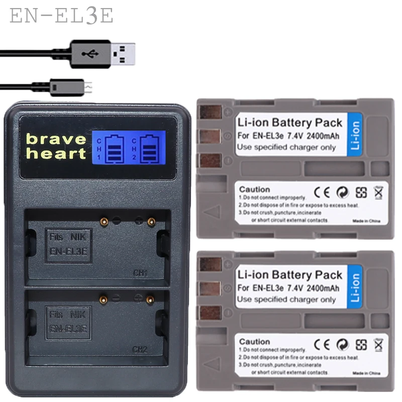 

2pcs EN-EL3E EN EL3e ENEL3e EL3 EN EL 3E Battery pack For Nikon D300S D300 D100 D200 D700 D70S D70 D80s D80 D90 D50