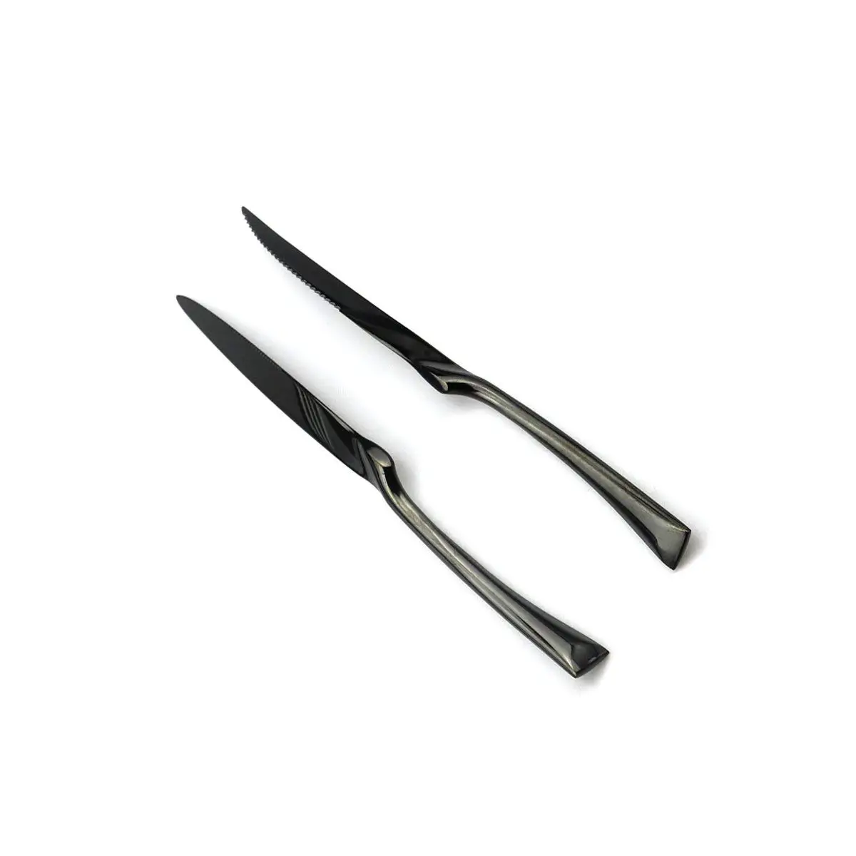 Новые Черные ножи для стейка 8 шт./компл. Высокое качество нержавеющая сталь золотой нож для стейка острые радужные ножи ресторан в набор посуды