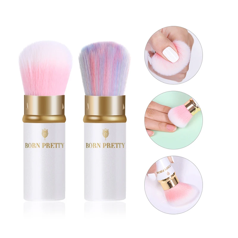 Розовая Радужная щетка для чистки ногтей BORN PRETTY блестящая пудра акриловый