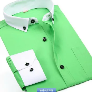 

Men Long Sleeve White Collar Solid Color Patchwork Shirts Camisa,Candy Color Slim Fit Cotton Comfortable Breathable Shirts