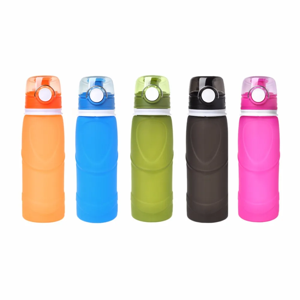 

750ml Collapsible Silicone Water Bottle Outdoor Sport Riding Safe Folding Kettle