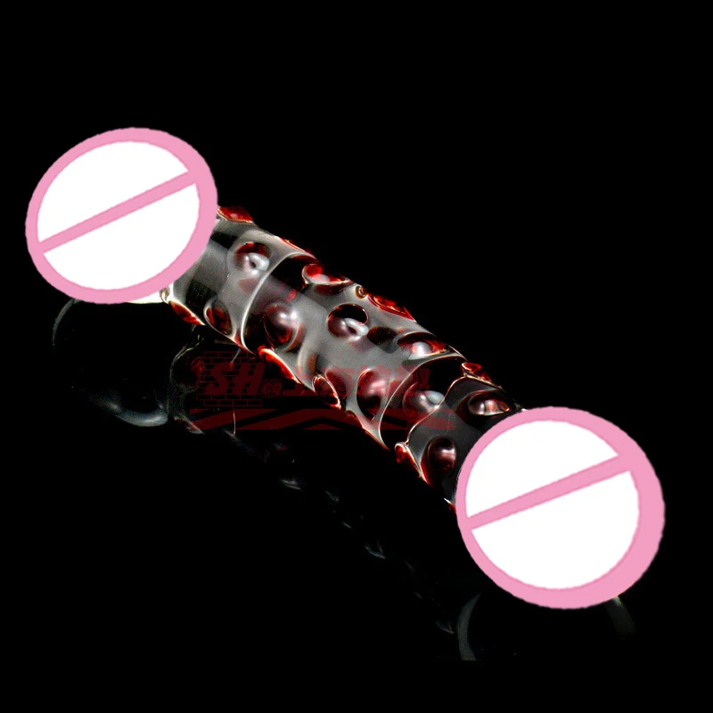 Double end Pyrex penis glass dildo big crystal anal plug sex toys for gay female masturbation
