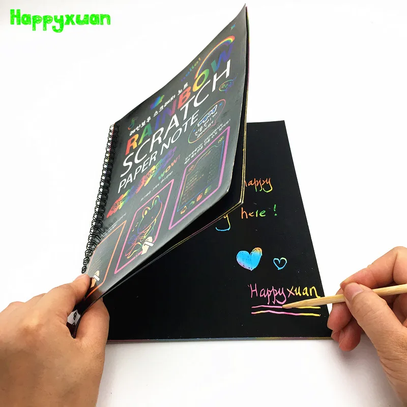 Happyxuan большая Волшебная цветная радужная бумага для скретч Арта блокнот