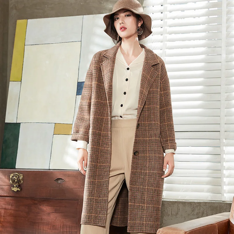 

LANMREM 2019 Oversize Double-sided Woolen Clothing For Women New Fashion Notched Long Sleeve Casual Coat Female YG52404