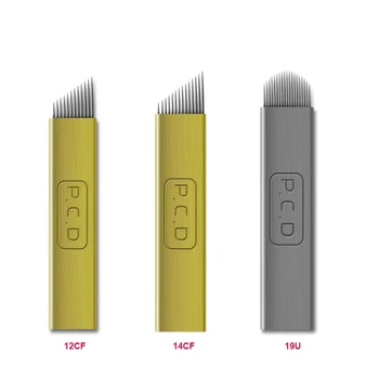 

100pcs Permanent Makeup Supplies Eyebrow Tattoo Blade PCD Disposable Microblading Needles for Embroidery Tattoo Manual Pen Tool