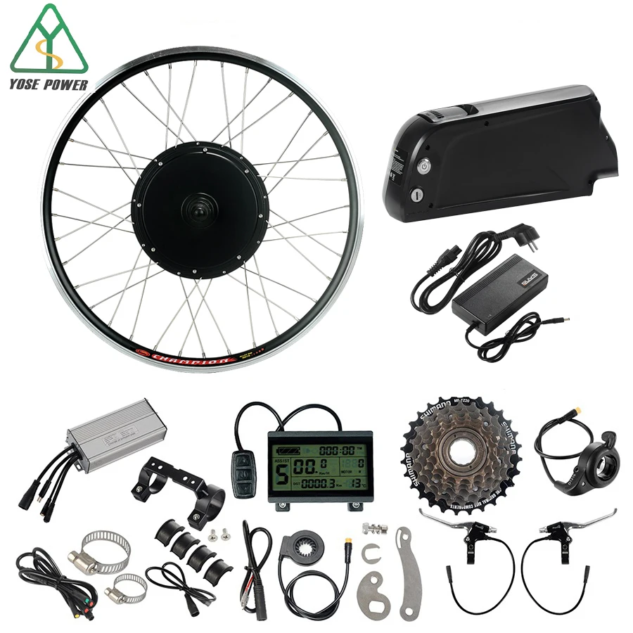 

YOSE POWER 48V 1000W 26'' Rear Wheel Brushless Hub Motor Kit Electric Bike Conversion Kit with 48V Battery 7S Shimano Freewheel