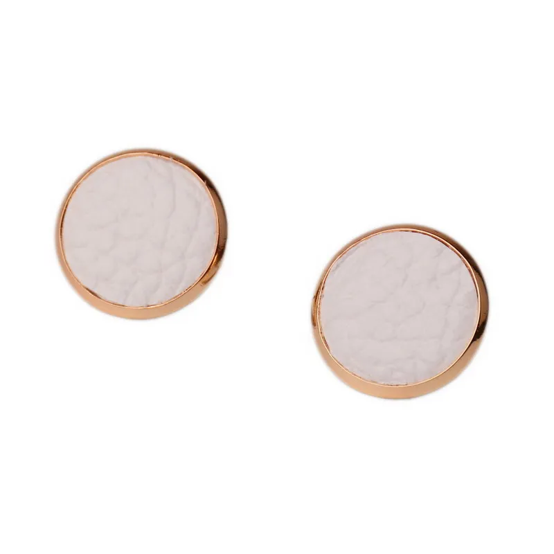 

2019 Trendy 6 Colors Genuine Leather Stud Earring for Women Button Shaped Earrings Leather Stud Earring Bijoux Jewelry Accessory