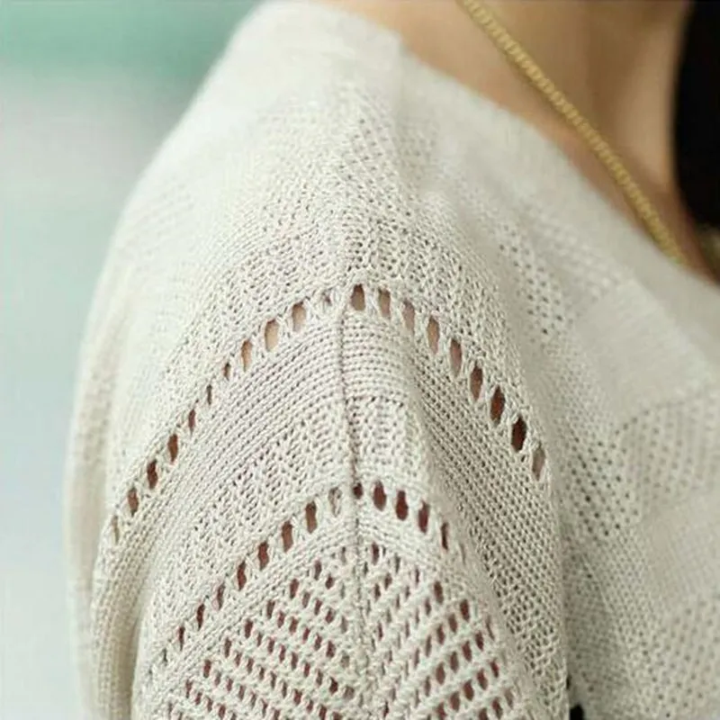 2016 spring autumn womens knit pullover batwing shirt Hollow out long-sleeve o-neck sweater female sweaters