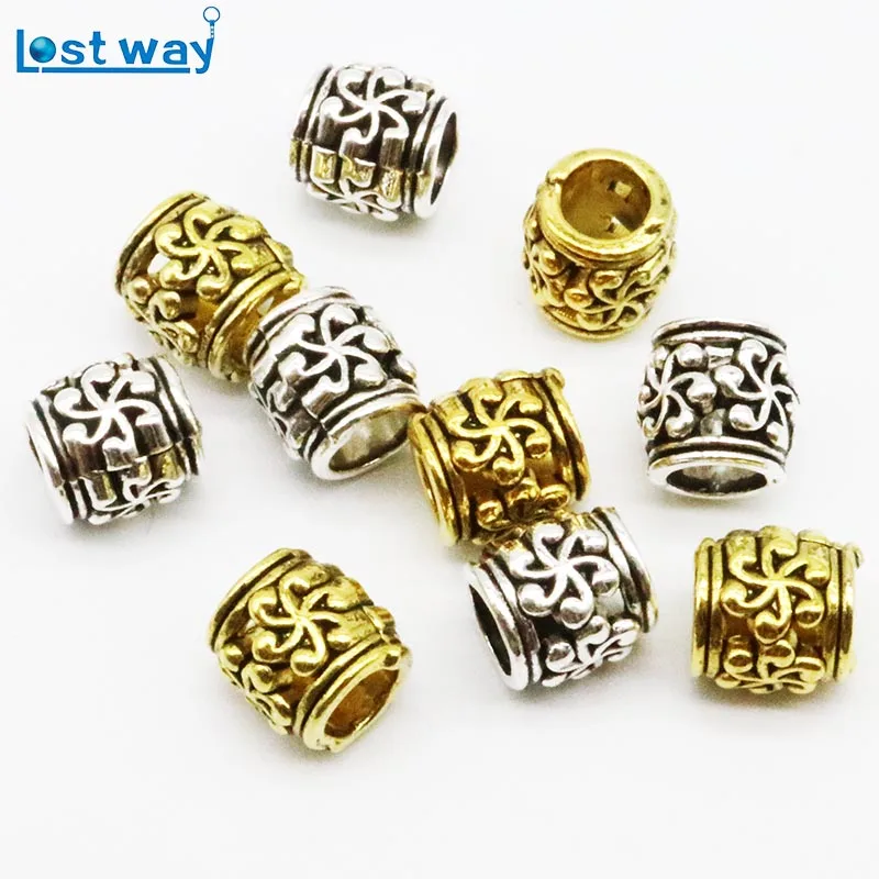 

Wholesale 20pcs/lot Metal Europe Pirate Beads Tibetan Silver Big Hole 6mm Spacer Beads for Bracelet Jewelry Making