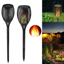 Lampe LED solaire à 51, 72 ou 96 LED, imperméable, lumière en forme de flamme vacillante, éclairage d'extérieur, luminaire décoratif de paysage, décoration pour jardin