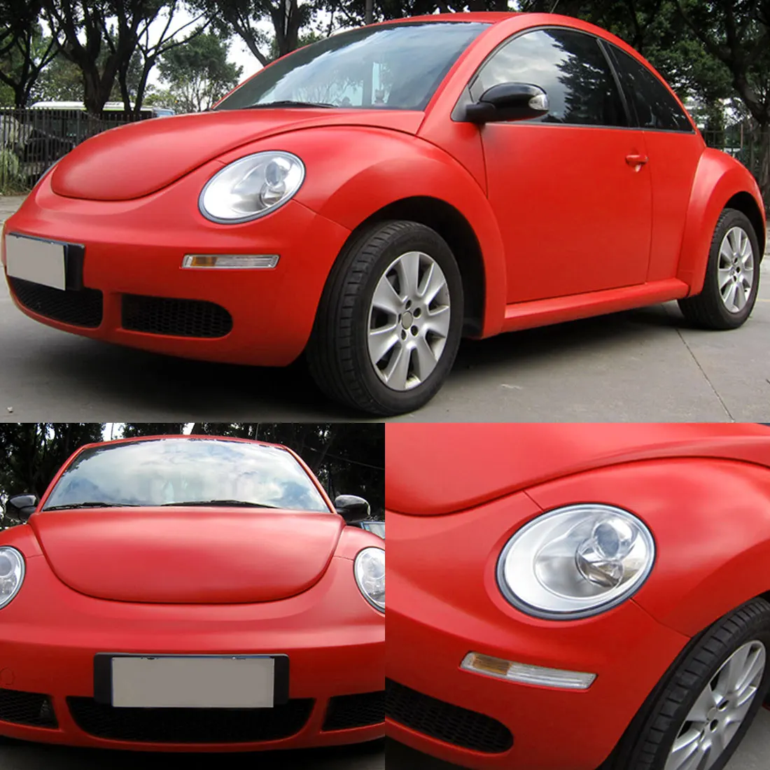  X AUTOHAUX 152cm*30cm/60cm Red Black White Matte Bubble Free Self Adhesive Car Body Vinyl Film Wrap