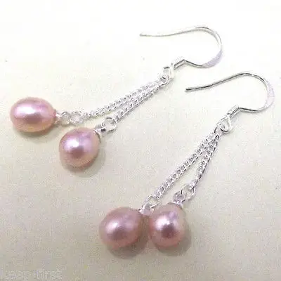 A PINK NATURAL FRESHWATER PEARL WEDDING BRIDAL JEWELRY EARRINGS 5-6mm PURPLE | Украшения и аксессуары
